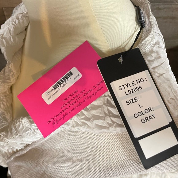 NWT Nicole Sabbatini Sweater • Size Large • Satin Gathered Trim • Unique Accents - Picture 9 of 9